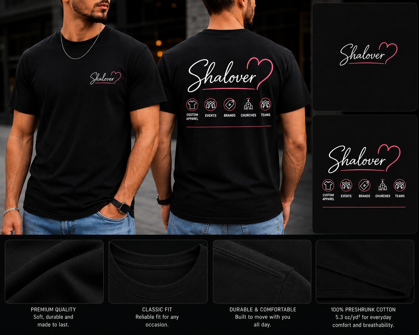 Custom T-Shirt – Front Logo & Back Design | Personalized for Businesses, Events & Churches
